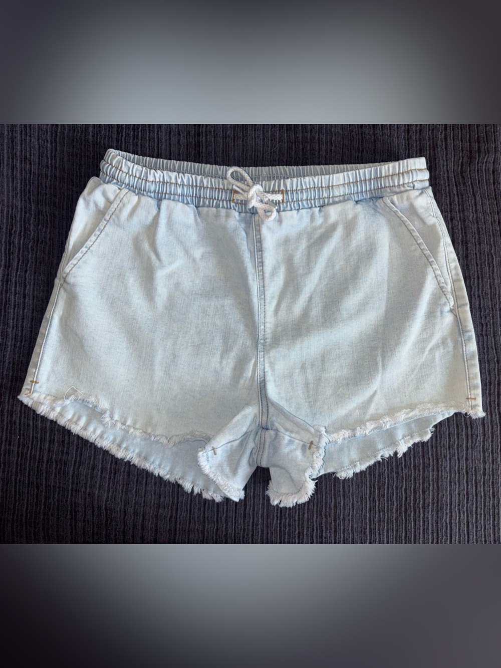 wild fable women’s Light Wash Denim Drawstring high waisted Shorts